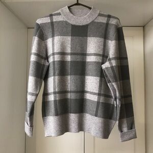 Buffalo David Bitton Grey Plaid Knit Mock Neck Sweater Women’s M